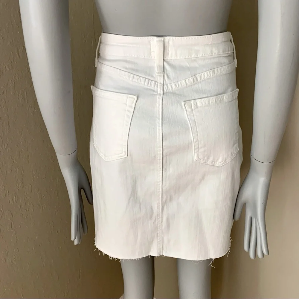 JUST BLACK White Denim Stretch Cotton Raw Hem Skirt Style # CD132K Size Small - Picture 12 of 16